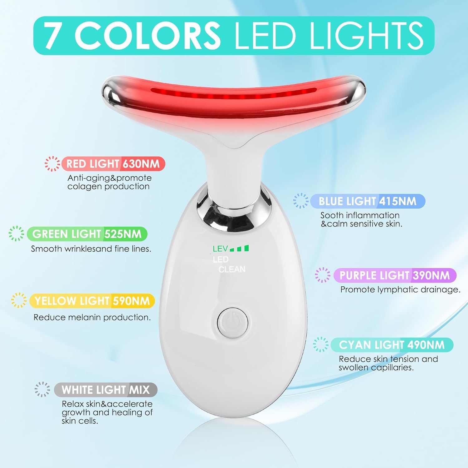 The seven LED light modes and their skin benefits